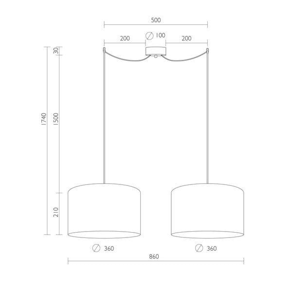 Lampada a sospensione nera con due bracci e interno dorato , ⌀ 36 cm Mika - Sotto Luce-image-2