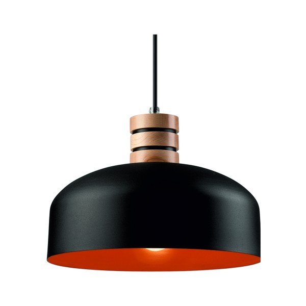 Lampadario nero con paralume in metallo ø 30 cm Cosmo – LAMKUR-image-1
