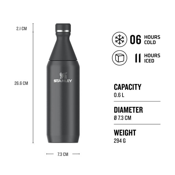 Bottiglia termica nera in acciaio inox 600 ml All Day Slim Bottle Black – Stanley-image-4