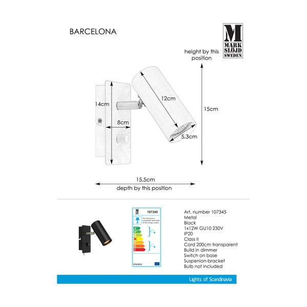 Lampada da parete nera Barcelona - Markslöjd-image-1