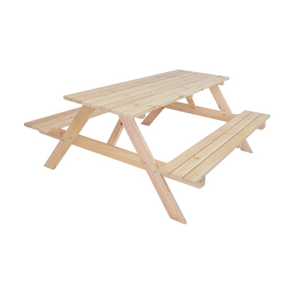 Set da pranzo da giardino in legno massiccio in colore naturale per 4 persone Piknic - Rojaplast