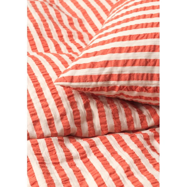 Biancheria da letto singola in crêpe beige e mattone 140x200 cm Bæk&Bølge - JUNA-image-2