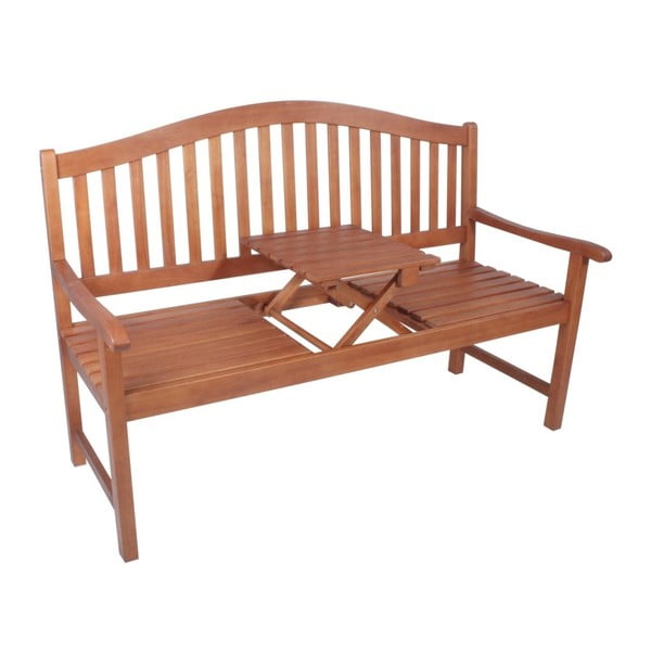 Panchina da giardino con tavolo portaoggetti in legno di eucalipto Phuket - Garden Pleasure-image-3