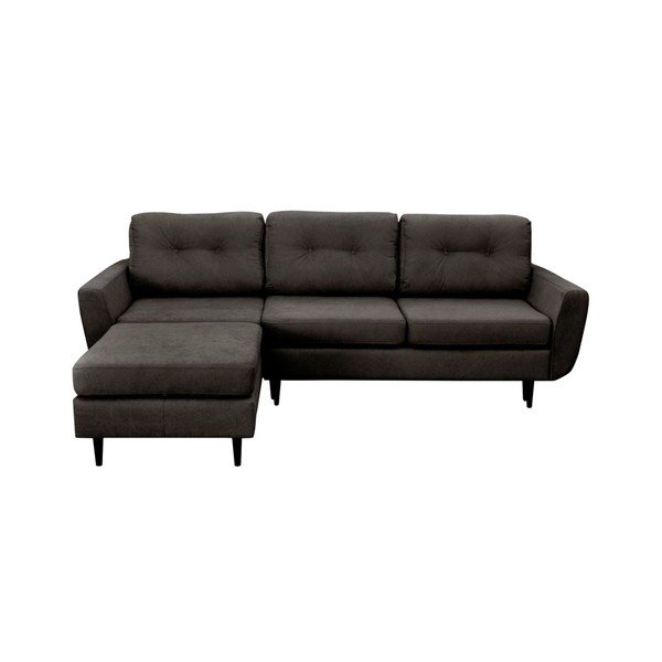 Divano letto grigio scuro con gambe nere Hortensia, angolo sinistro - Mazzini Sofas