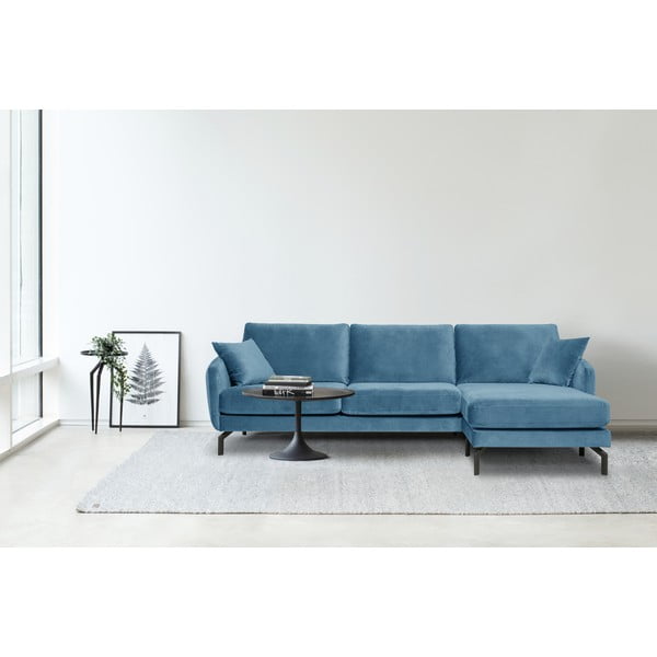 Divano angolare in velluto blu (angolo destro) Magic - Scandic-image-1