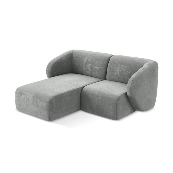 Divano angolare grigio (con penisola a sinistra/con chaise lounge) con rivestimento in ciniglia Lani – Makamii-image-2