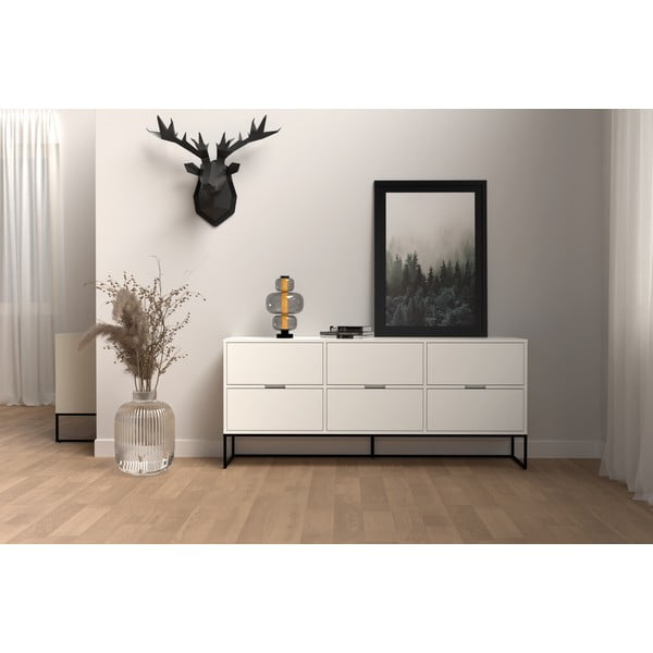 Cassettiera bianca con gambe in metallo nero Lipp - Tenzo-image-1