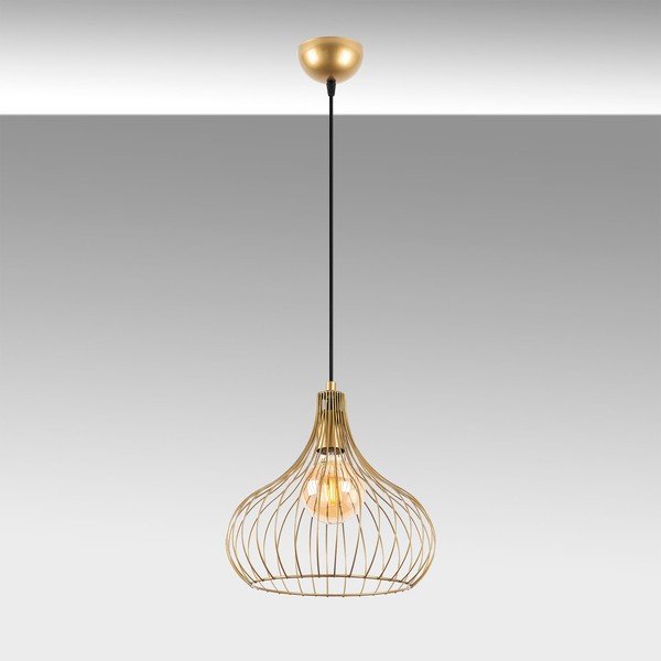 Lampadario dorato con paralume in metallo ø 22 cm Teldemia – Opviq lights-image-4