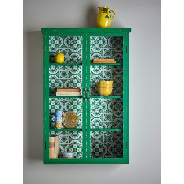 Vetrina verde in abete massiccio da appendere 81x122x22 cm Hazem – Bloomingville-image-1