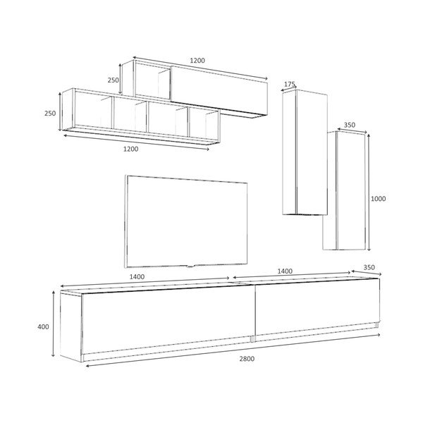 Tavolo TV bianco 140x40 cm Dona - Gauge Concept-image-3