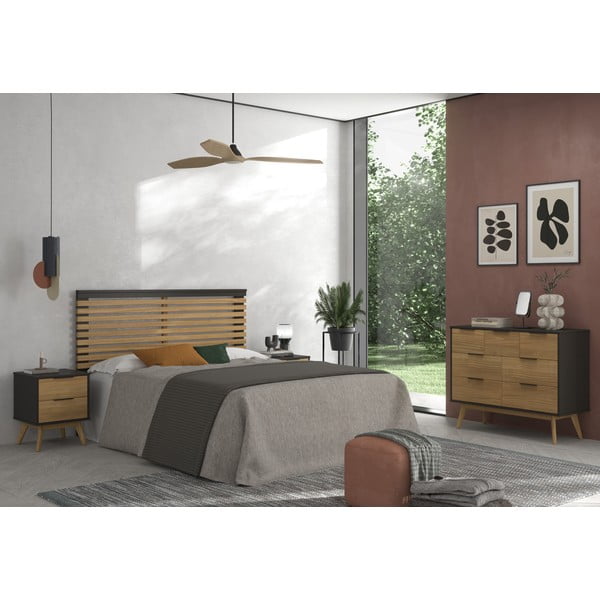 Testiera in pino nero/naturale 163x100 cm Lavis - Marckeric-image-1