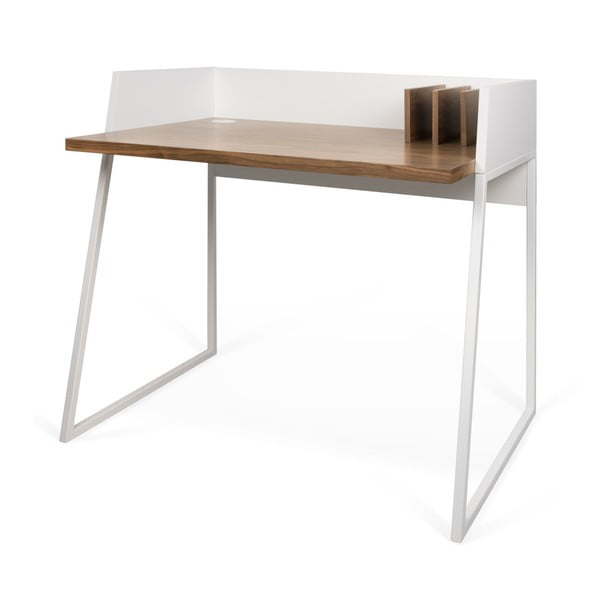 Tavolo da lavoro bianco con dettagli in noce Volga - TemaHome-image-1