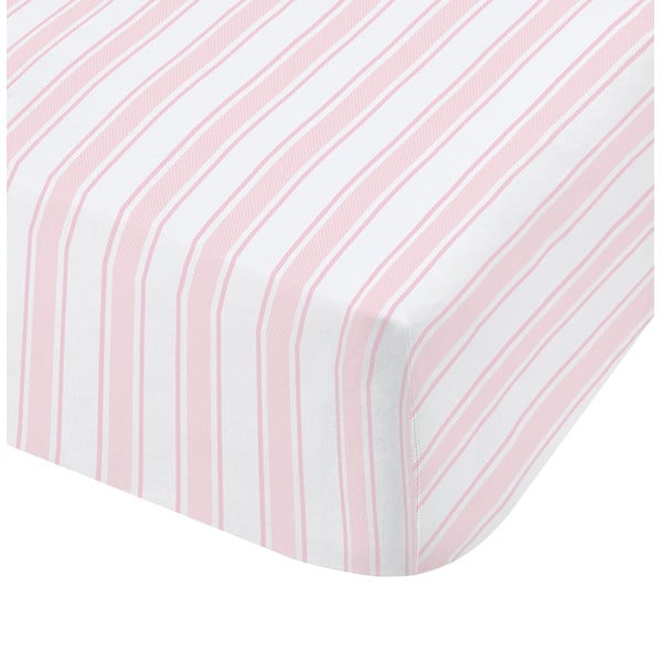 Lenzuolo in cotone rosa e bianco , 90 x 190 cm Check and Stripe - Bianca