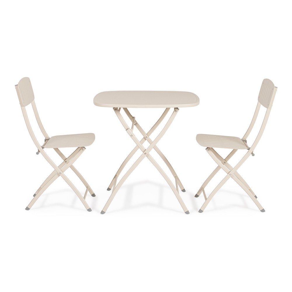 Set da pranzo da giardino beige in acciaio per 2 persone Yvonne – Bizzotto | Set per zona pranzo da giardino