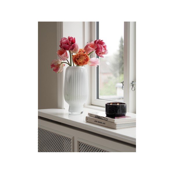 Vaso bianco in vetro (altezza totale 31,5 cm) Cuneo – Villa Collection-image-2