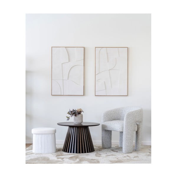 Poggiapiedi bianco con rivestimento in bouclé Medford – House Nordic-image-1