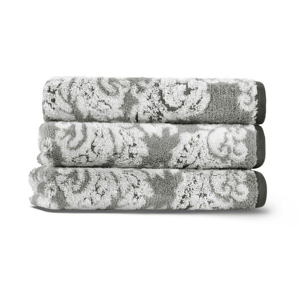 Asciugamano in cotone grigio 33x33 cm Damask - Foutastic-image-1