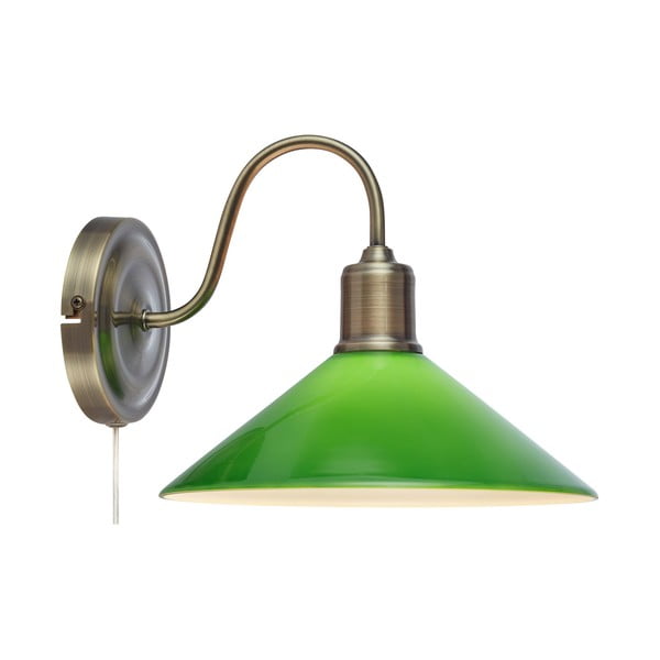 Lampada da parete verde e color ottone Vela – Markslöjd
