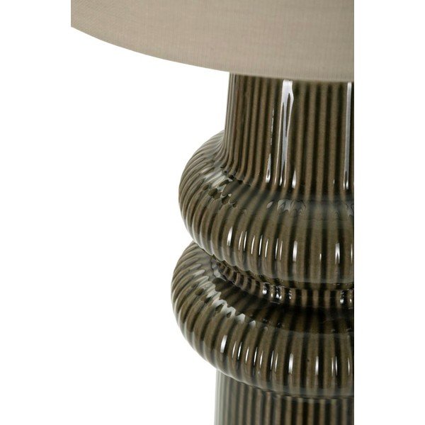 Lampada da tavolo color kaki/color crema in ceramica con paralume in tessuto (altezza totale 64,5 cm) Harmony – Mauro Ferretti-image-3