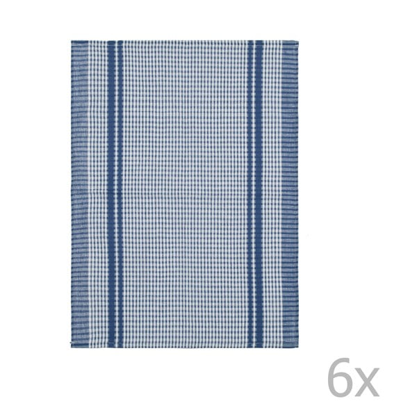 Set di 6 strofinacci in cotone blu Waffle, 50 x 70 cm - Tiseco Home Studio-image-1