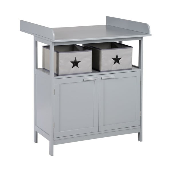 Cassettiera per bambini grigia con fasciatoio 87x100x75 cm Hamburg – Roba