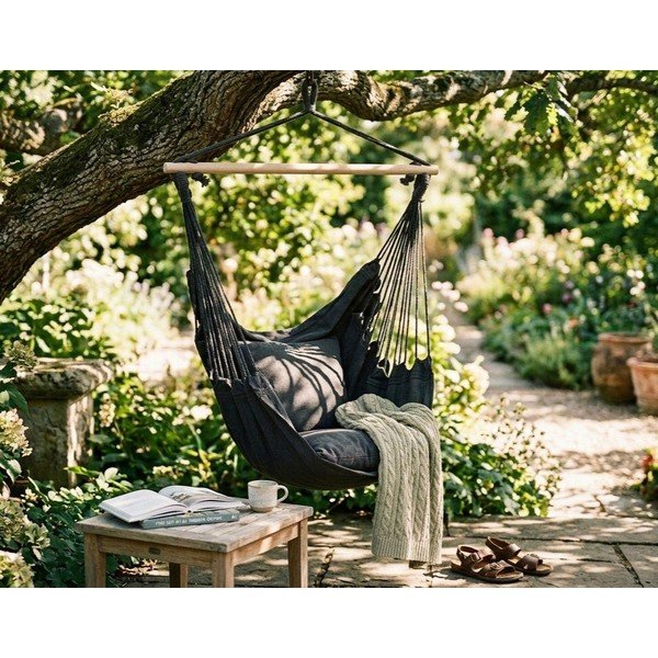 Poltrona da giardino imbottita nera Tobago - Garden Pleasure-image-1