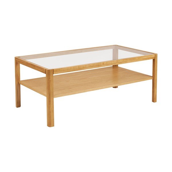 Tavolino da salotto di colore naturale con piano in vetro 60x110 cm Lourmarin – House Nordic-image-2