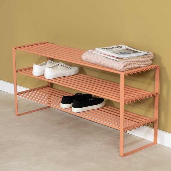 Scarpiera color salmone in acciaio 100x48,5x29 cm Rex – Spinder Design-image-1