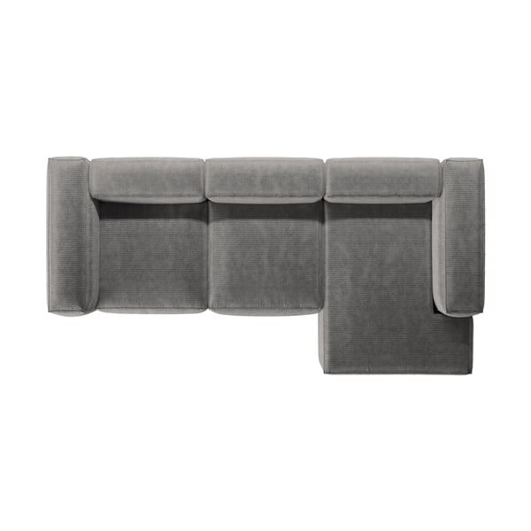 Divano angolare grigio chiaro (con penisola a destra/con chaise lounge) con rivestimento in velluto a coste Bergamo – Cosmopolitan Design-image-3