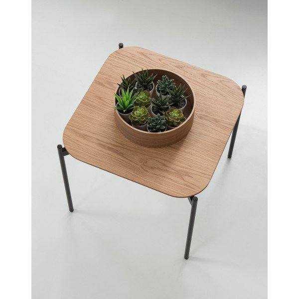Tavolino in legno di quercia decorato, larghezza 50 cm Idara - Marckeric-image-1