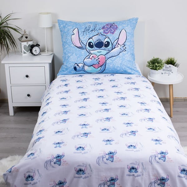 Set copripiumino e federa da bambini blu in cotone per letto singolo 140x200 cm Lilo and Stitch "Wave" – Jerry Fabrics-image-2