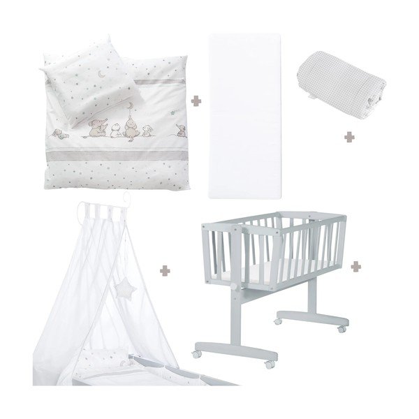 Culla grigia su ruote con baldacchino 40x90 cm Strenenzauber - Roba-image-2