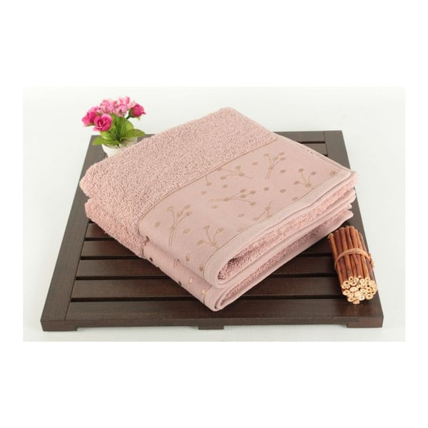 Set di 2 asciugamani Tomur Dusty rosa chiaro, 50 x 90 cm - Foutastic