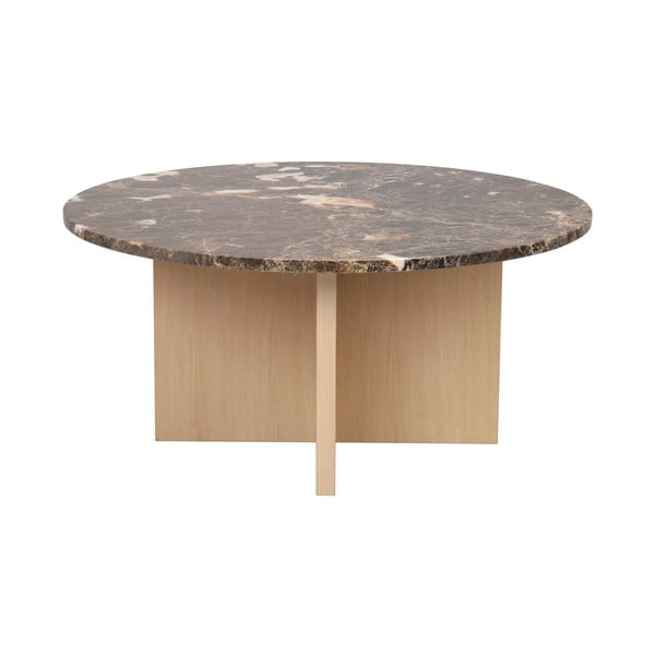 Tavolino rotondo in marmo marrone 90x90 cm Brooksville - Rowico-image-3