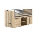 Letto da bambini rialzato di colore naturale con contenitore con rete inclusa 90x200 cm Sam – Vipack