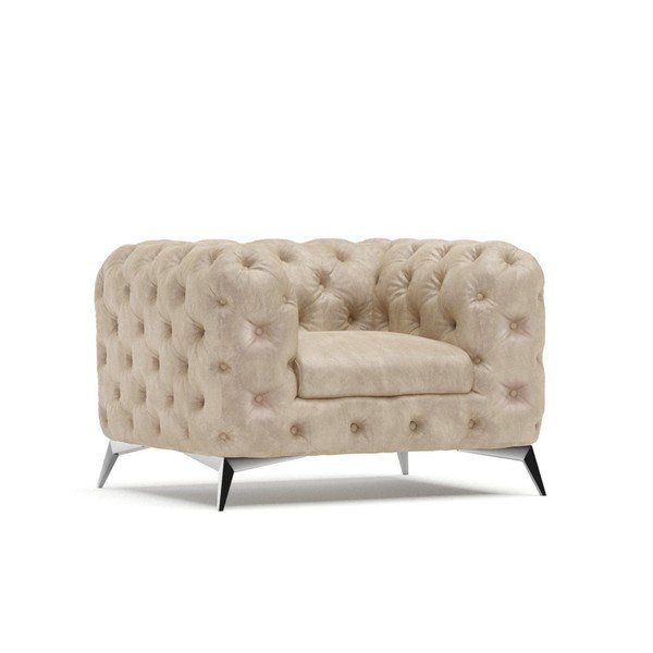 Poltrona beige con rivestimento in velluto Chelsea – Ropez