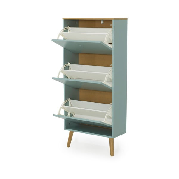 Scarpiera verde con gambe in legno di rovere con 3 calci Dot - Tenzo-image-3