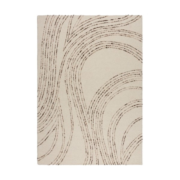 Tappeto in lana marrone e crema 80x150 cm Abstract Swirl - Flair Rugs