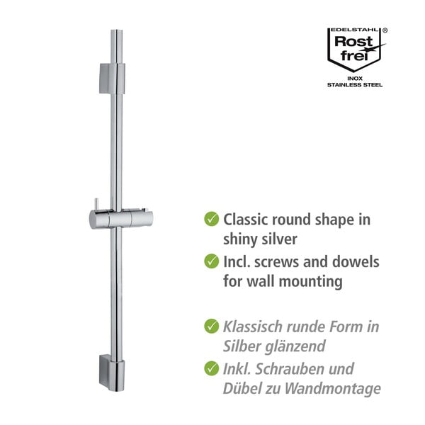 Asta doccia a parete in acciaio inox argento lucido 70 cm Classic - Wenko-image-2