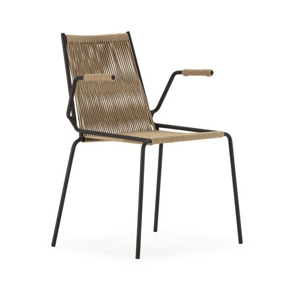 Sedie da pranzo in set beige in metallo con braccioli/impilabili 2 pz Emily – Marckeric