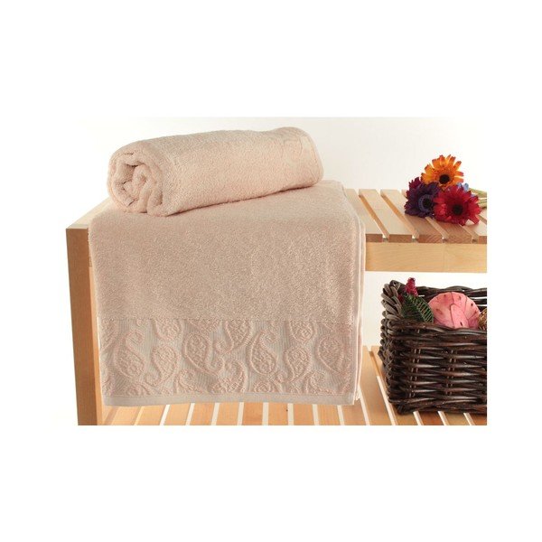 Set di 2 asciugamani da bagno rosa cipria Madame Coco Sal, 90 x 150 cm - Foutastic