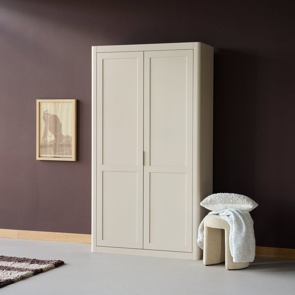 Armadietto grigio chiaro in pino massiccio 120x217x48 cm Gunnar – WOOOD-image-1