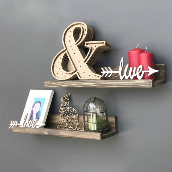 Set di 2 mensole da parete in legno Simple - Evila Originals-image-1