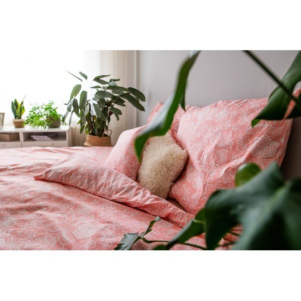 Biancheria da letto in cotone rosa per letto singolo 140x200 cm LP Dita Pink Blossom - Cotton House-image-1