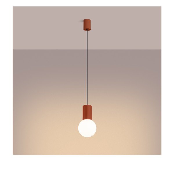 Lampadario arancione con paralume in vetro ø 12 cm Orbital – Sollux-image-3