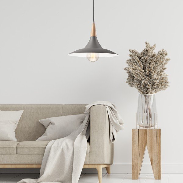 Lampadario grigio con paralume in metallo ø 30 cm Ufo – LAMKUR-image-1