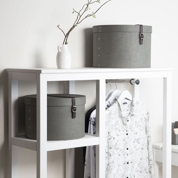 Scatole in set con coperchio grigie in cartone 2 pz ø 37,5x25,5 cm Rut Canvas Paper Laminate – Bigso-image-1