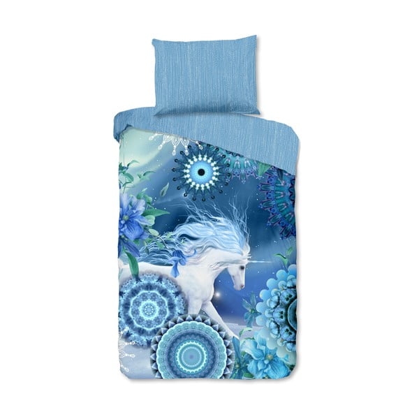 Biancheria da letto blu in flanella per letto singolo 140x200 cm Lumi – HIP