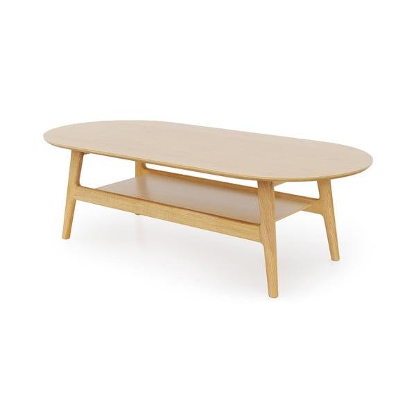 Tavolino da salotto colore naturale con effetto rovere 60x130 cm Curved – Woodman-image-2