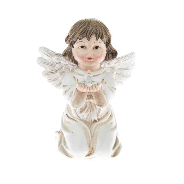 Statuetta bianca di angelo con libro, altezza 10,5 cm - Dakls